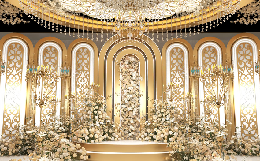 珙县香槟色调婚礼堂效果展示